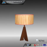 Round Paper Table Lamp with Wooden Base (C500931)