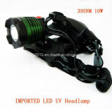 New 10W UV 395nm 18650 Rechargeable LED Headlamp